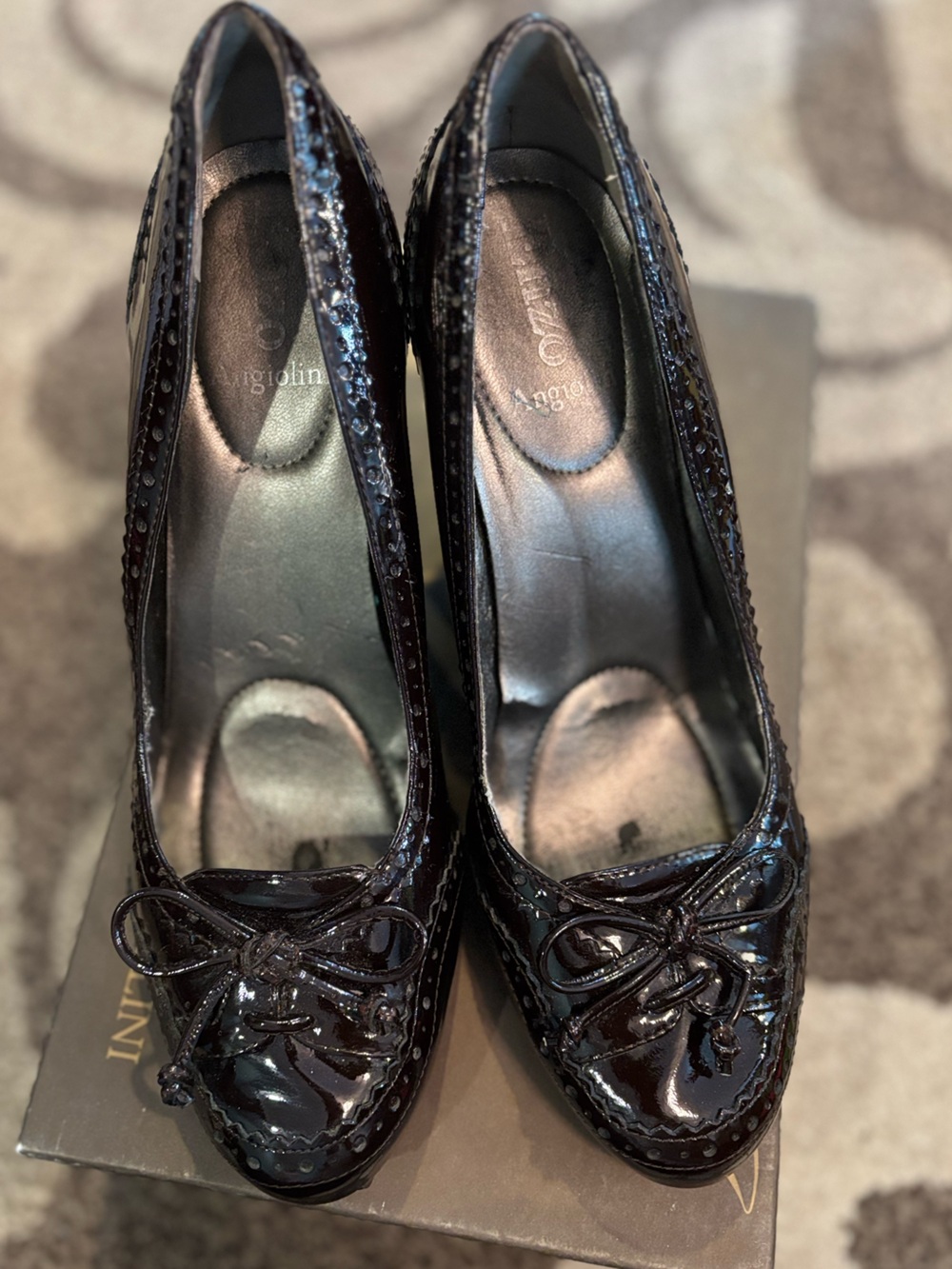 Enzo Angiolini Black Patent Leather Bow Ballet Flats